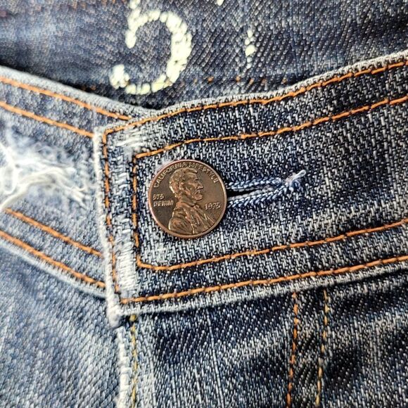 575 Denim Los Angeles Button Fly Distressed Jeans Size 33 - Picture 6 of 13